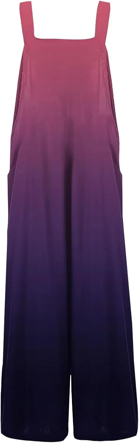 Bohemian Rompers 2025 Summer Plus Size Loose Floral Boho Printed Hippie Cotton Linen Bib Baggy Overalls Jumpsuits