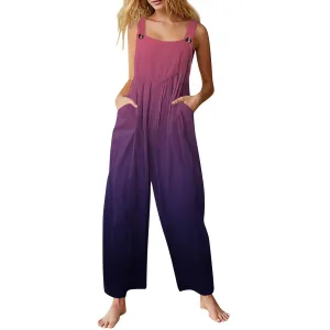 Bohemian Rompers 2025 Summer Plus Size Loose Floral Boho Printed Hippie Cotton Linen Bib Baggy Overalls Jumpsuits