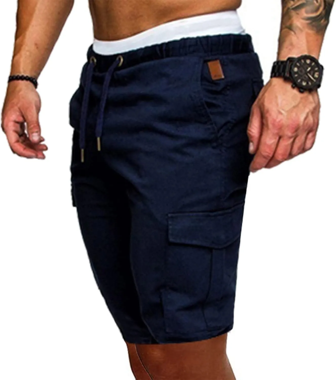 Cargo Shorts for Men Solid Distressed Trunks Basic Workwear Cargo Trunks