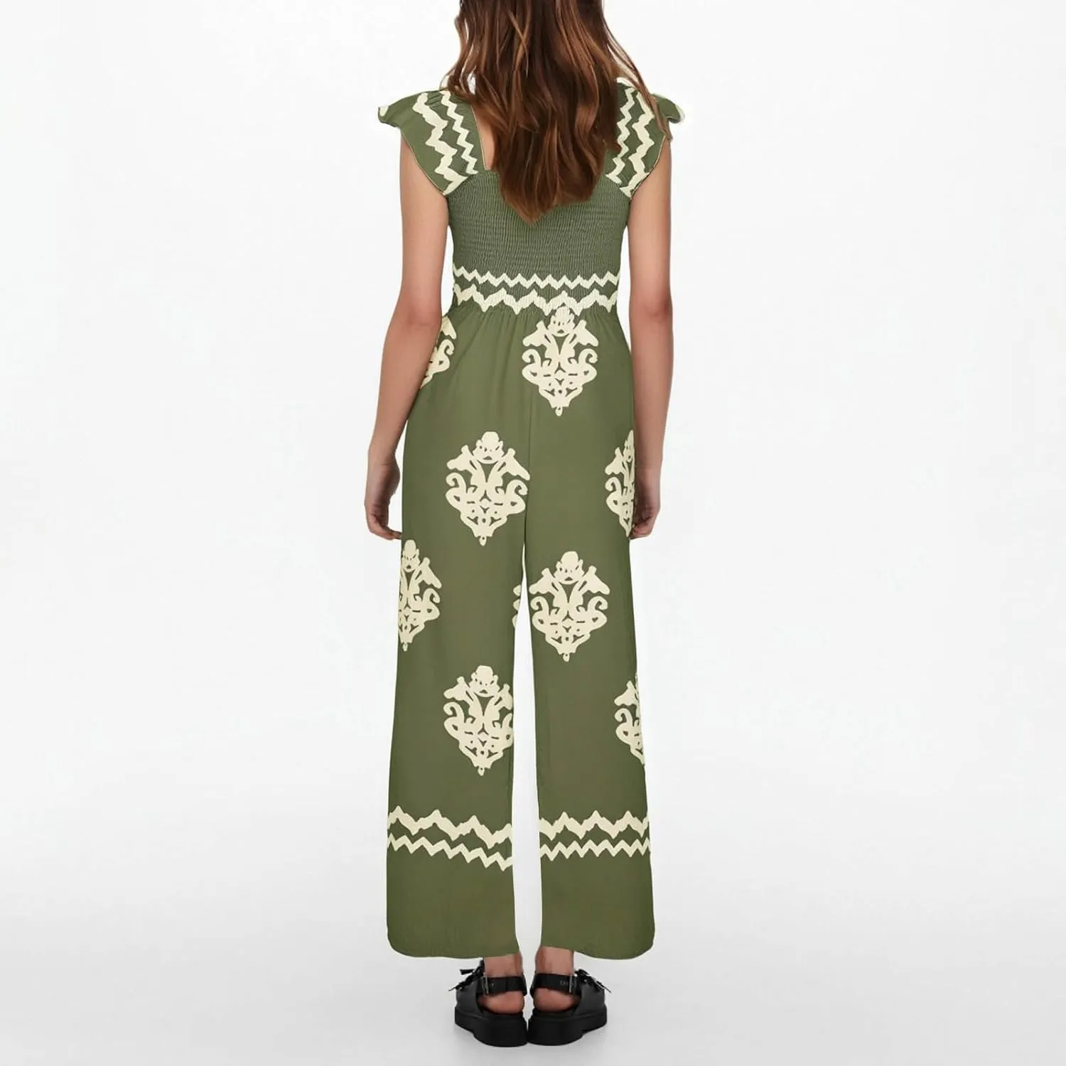 Casual Jumpsuits for Women 2025 Summer One Piece Sleeveless Print Wide Leg Rompers Beach Loose Overalls with Pockets
