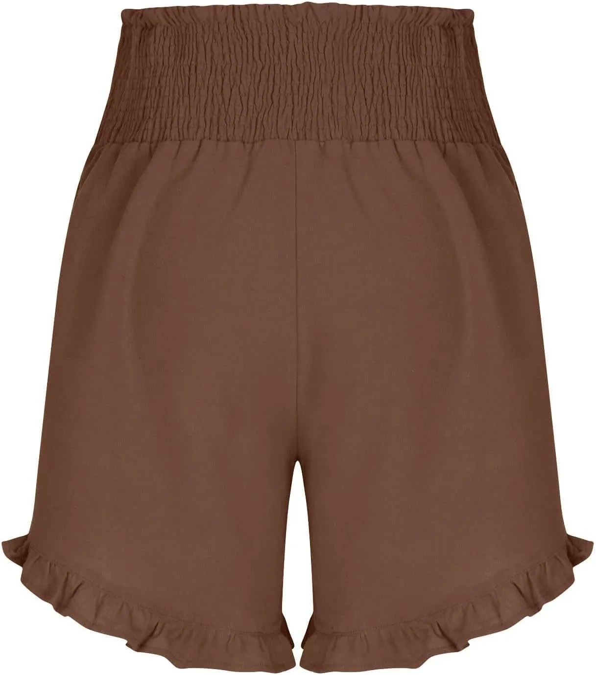 Casual Shorts for Women Summer Cotton Linen Short Pants High Waist Ruffle Hem Beach Shorts Flowy Shorts with Pockets