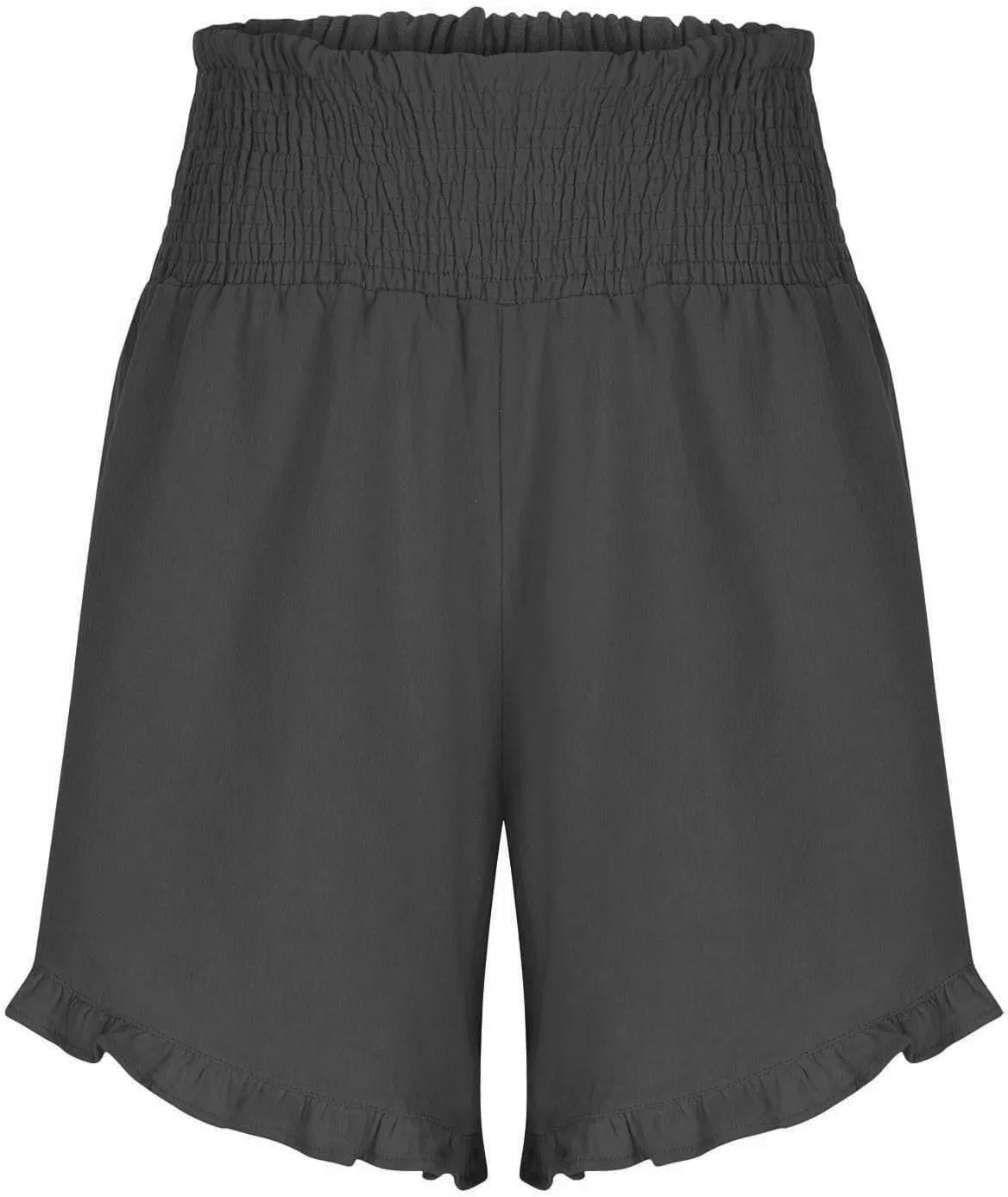 Casual Shorts for Women Summer Cotton Linen Short Pants High Waist Ruffle Hem Beach Shorts Flowy Shorts with Pockets