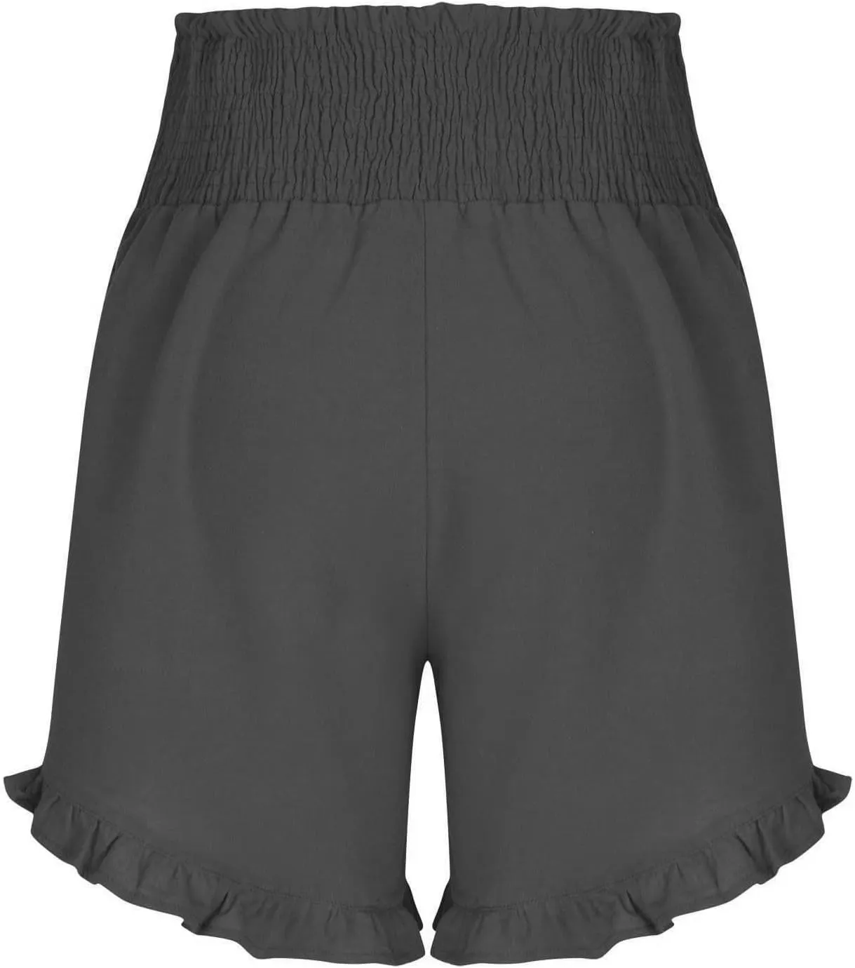 Casual Shorts for Women Summer Cotton Linen Short Pants High Waist Ruffle Hem Beach Shorts Flowy Shorts with Pockets