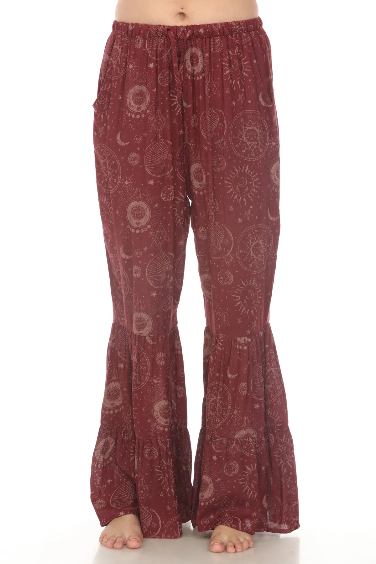 Celestial Flowy Ruffle Hem Pants
