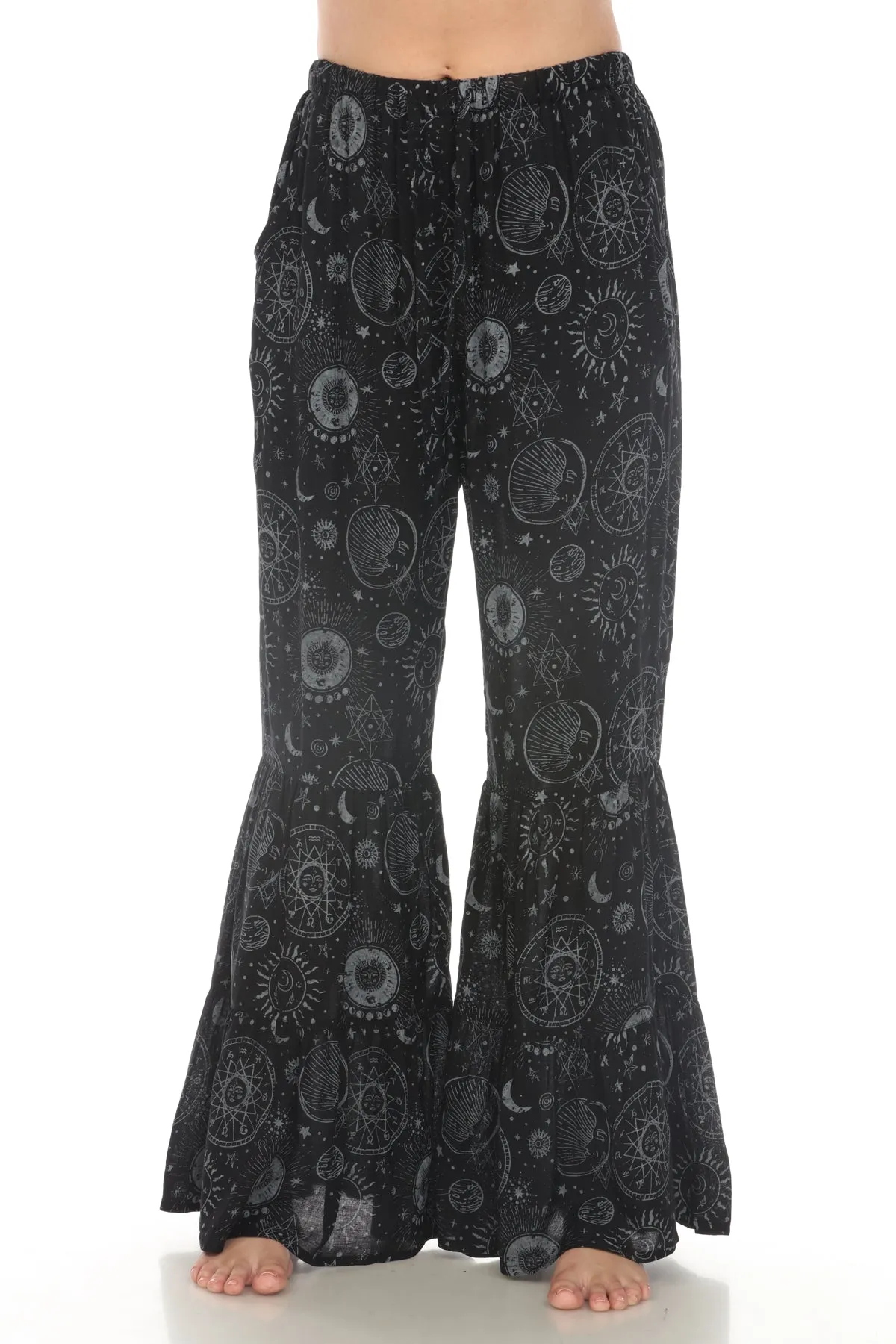 Celestial Flowy Ruffle Hem Pants