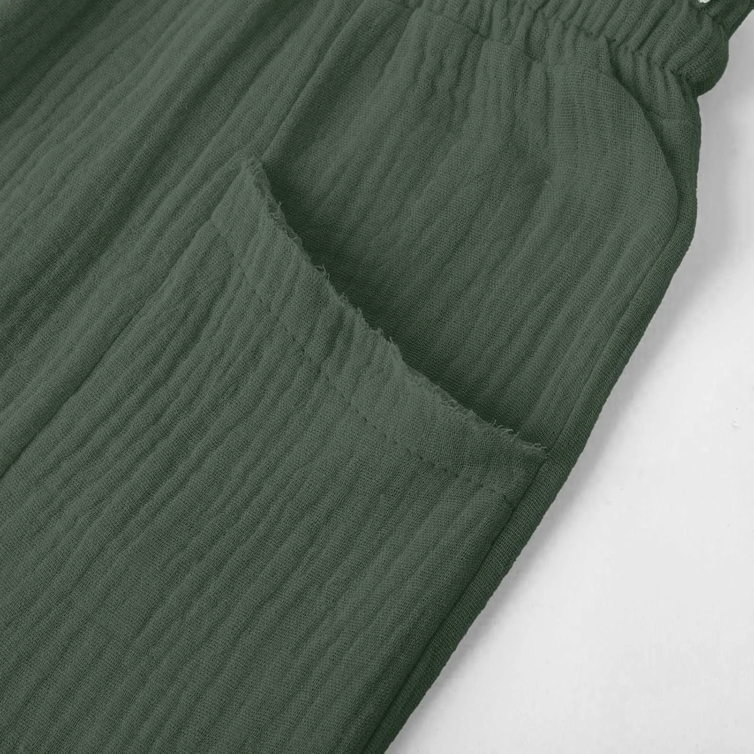 Cotton Linen Pants Women Drawstring High Waisted Lightweight Capri Trouser Summer Vacation Casual Beach Shorts Pocket