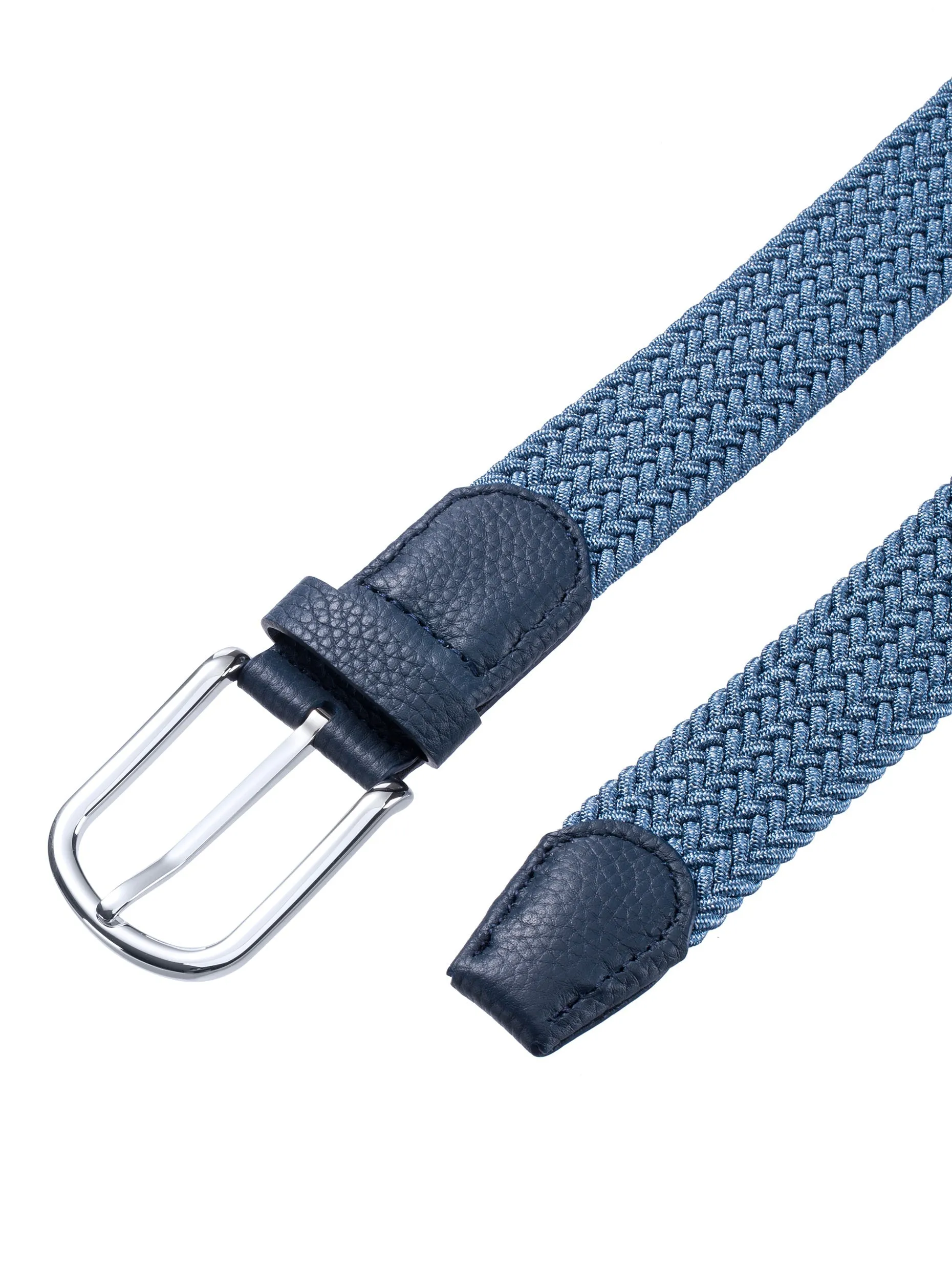 Denim Blue Stretch Braided Belt