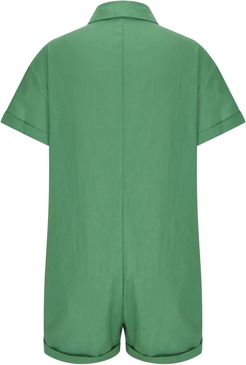 JOAU Women's Lapel Collar Button Down Cotton Linen Short Sleeve Jumpsuits Summer Casual Loose Shorts Rompers with Pockets
