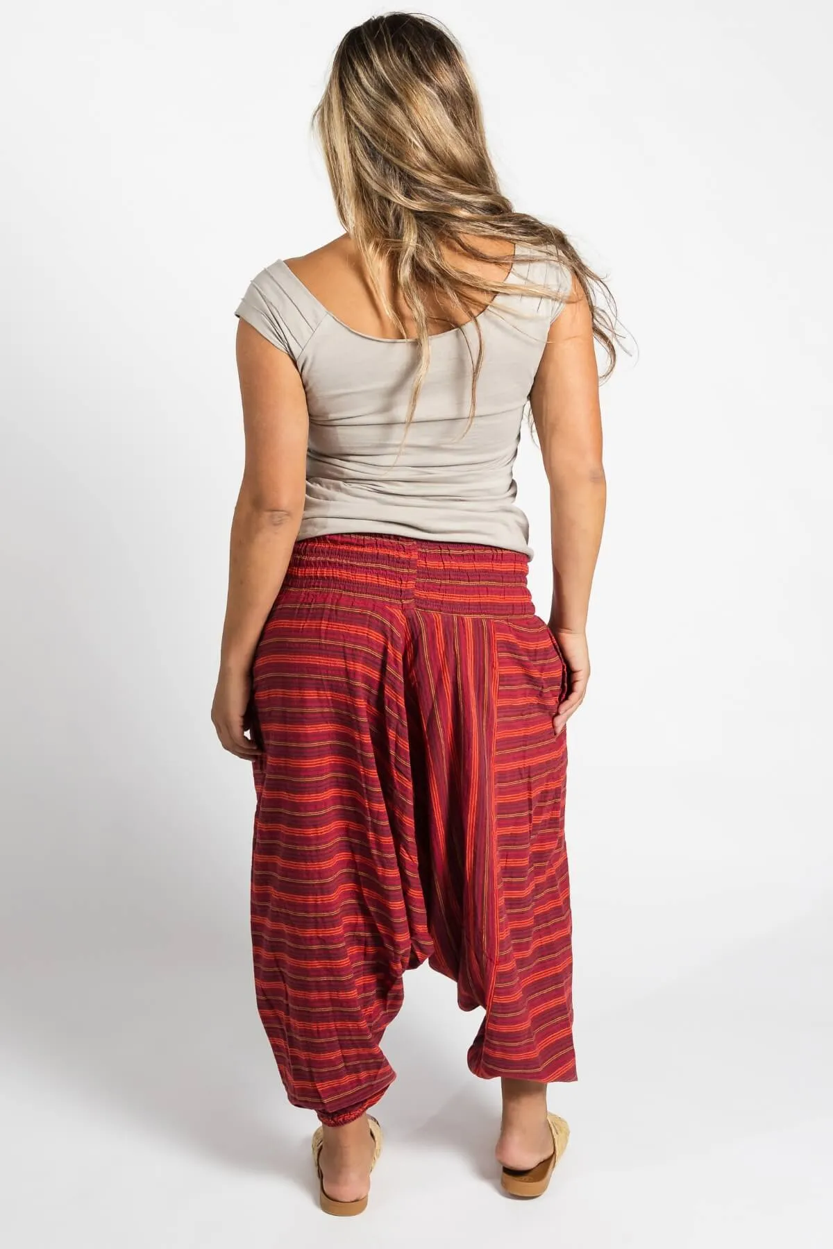 Low Crotch Pants - Striped Red