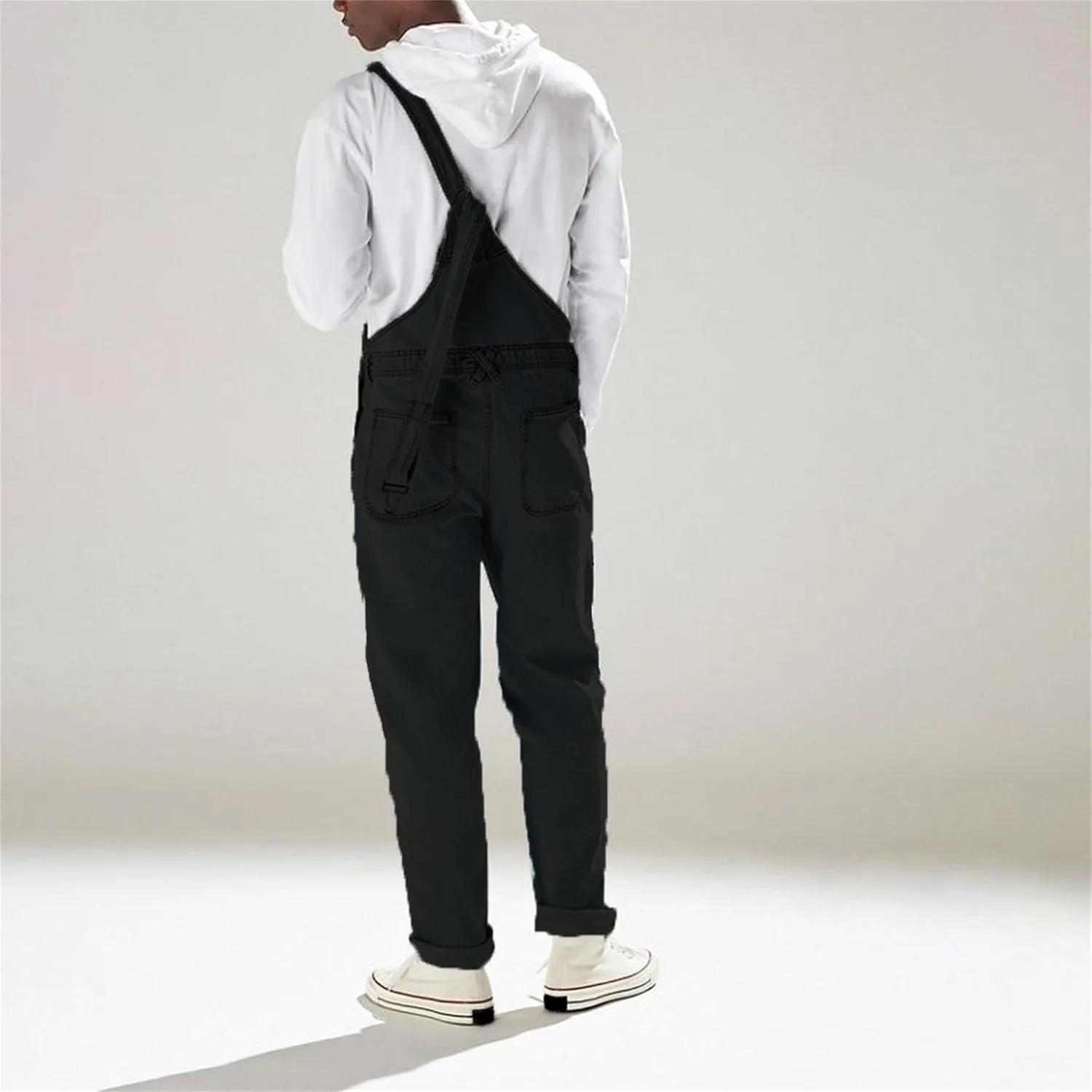 Men's Adjustable Straps Cargo Bib Overalls Casual Stylish Denim Jumpsuit Comfort Solid Loose Outdoor Overalls