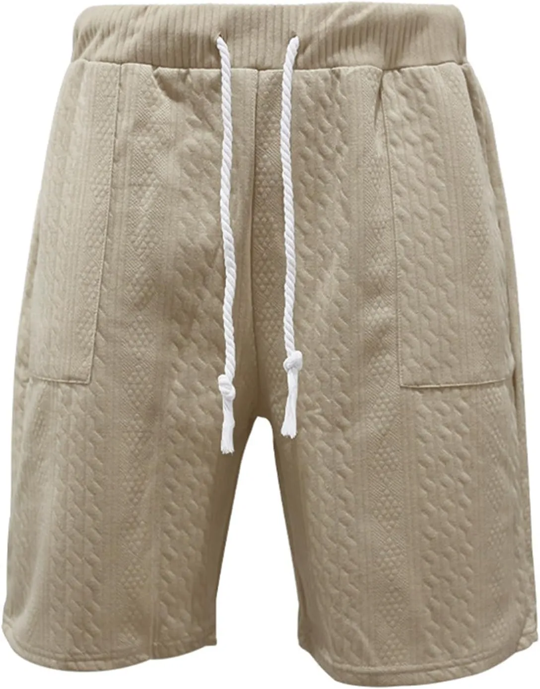 Mens Casual Jacquard Lounge Shorts Drawstring Elastic Waist Summer Waffle Textured Workout Jogging Beach Sweat Shorts