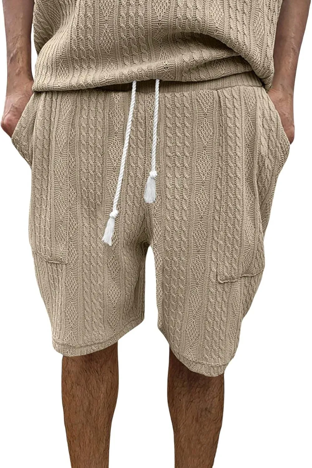 Mens Casual Jacquard Lounge Shorts Drawstring Elastic Waist Summer Waffle Textured Workout Jogging Beach Sweat Shorts