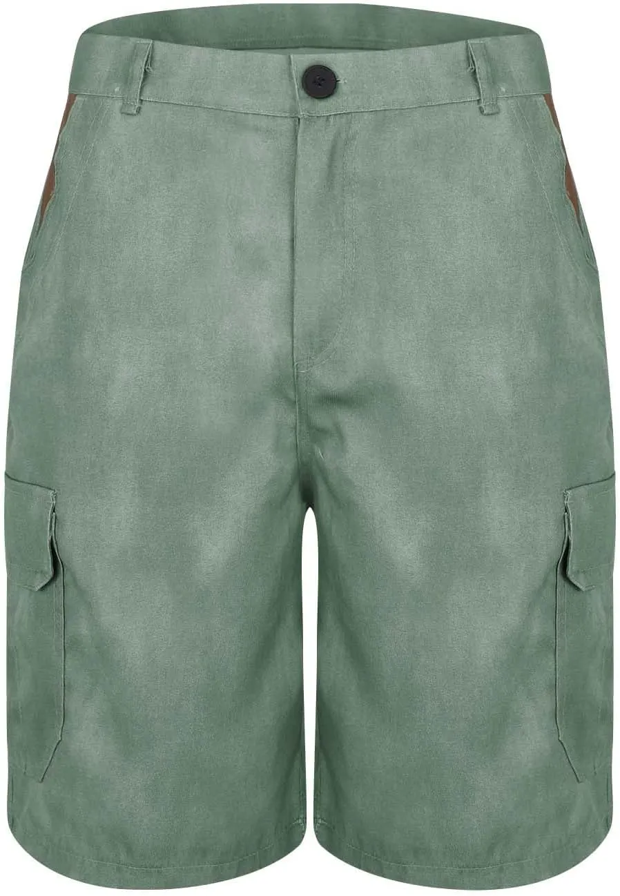 Men's Elastic Waistband Camo Cargo Shorts Relaxed Fit Summer Casual Hiking Workout Capri Shorts with Multi Pockets