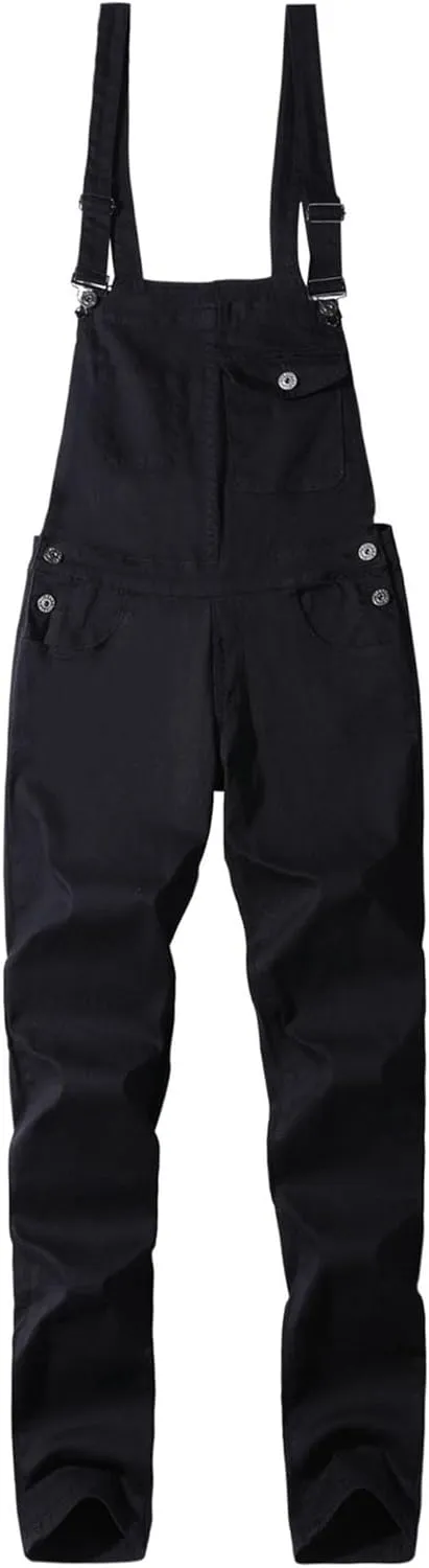 Men's Stylish Solid Casual Bib Overalls Adjustable Straps Loose Fit Jumpsuit Cargo Outdoor Overalls