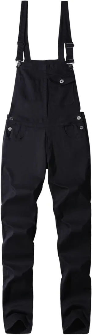 Men's Stylish Solid Casual Bib Overalls Adjustable Straps Loose Fit Jumpsuit Cargo Outdoor Overalls