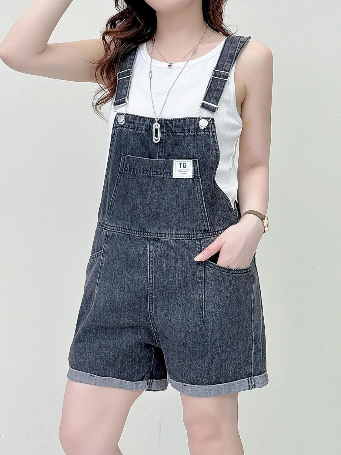 Overalls for Women Denim Shorts Overalls Summer Casual Loose Fit Adjustable Rompers Jean jumpsuit Bib Shortalls 2025
