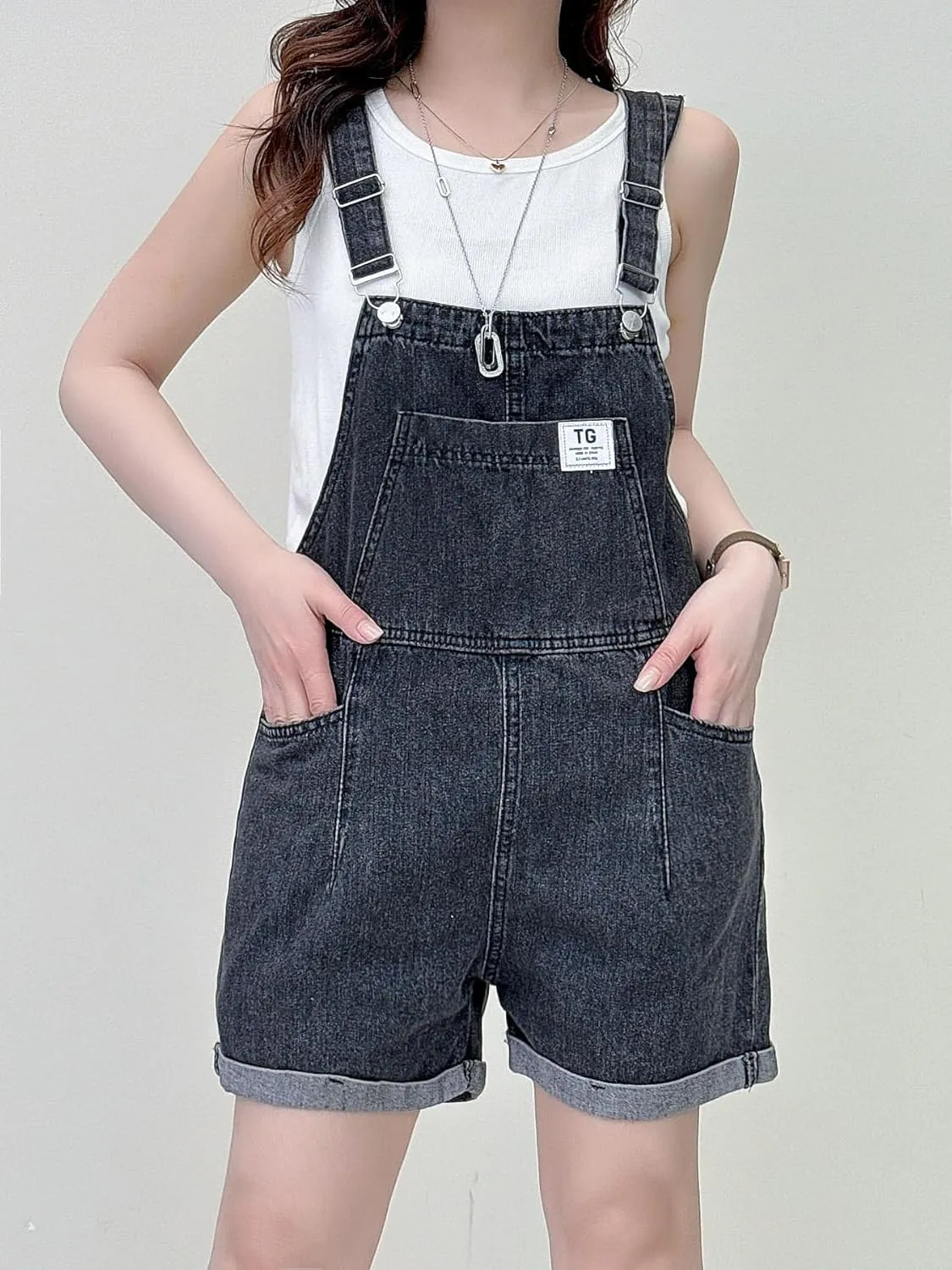 Overalls for Women Denim Shorts Overalls Summer Casual Loose Fit Adjustable Rompers Jean jumpsuit Bib Shortalls 2025