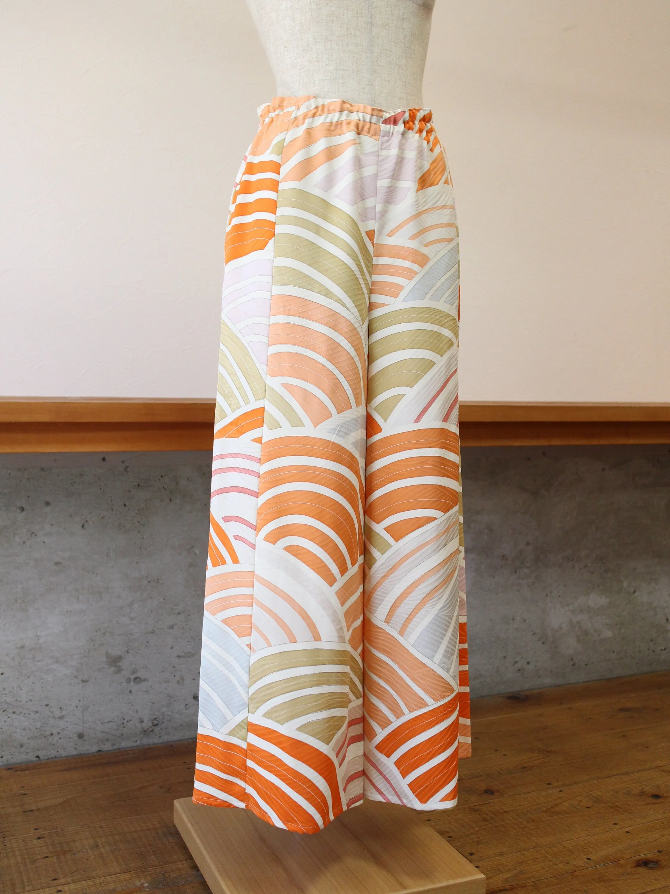 Palazzo Pants Size S - Women’s Wide Leg Pants, Silk Pants, Orange Pants,  Japanese Kimono, High waited pants, one of a kind