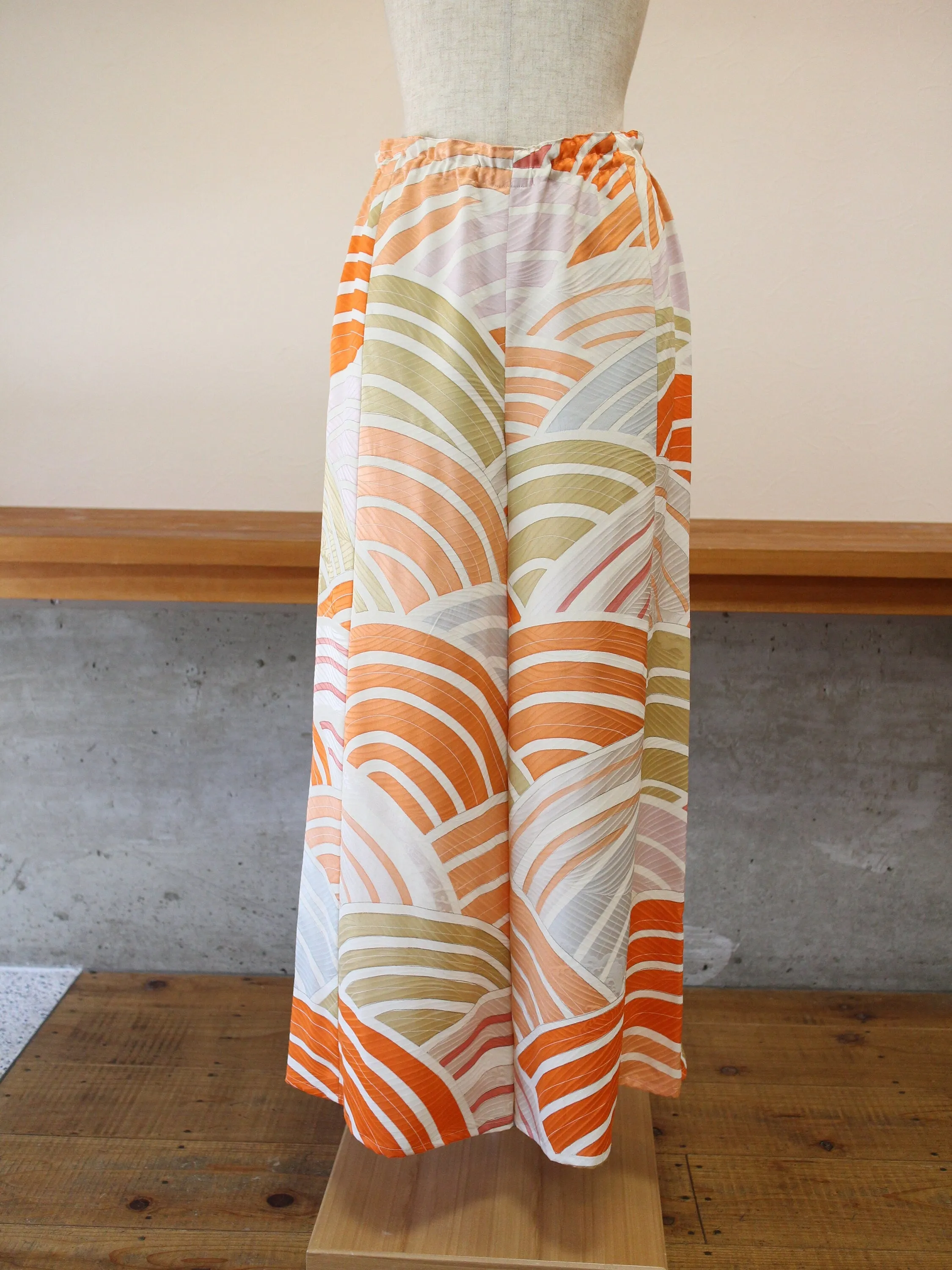 Palazzo Pants Size S - Women’s Wide Leg Pants, Silk Pants, Orange Pants,  Japanese Kimono, High waited pants, one of a kind