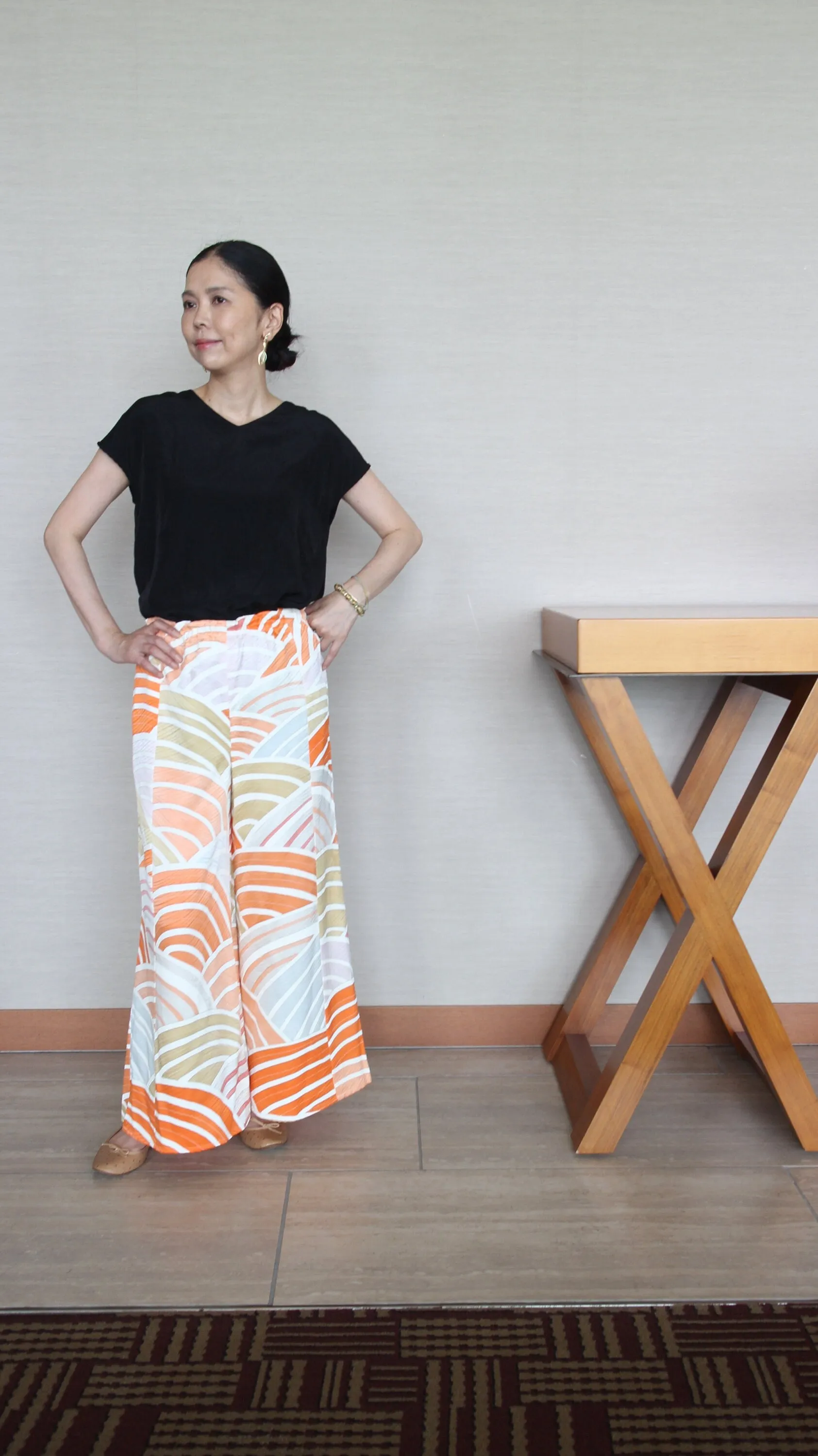 Palazzo Pants Size S - Women’s Wide Leg Pants, Silk Pants, Orange Pants,  Japanese Kimono, High waited pants, one of a kind