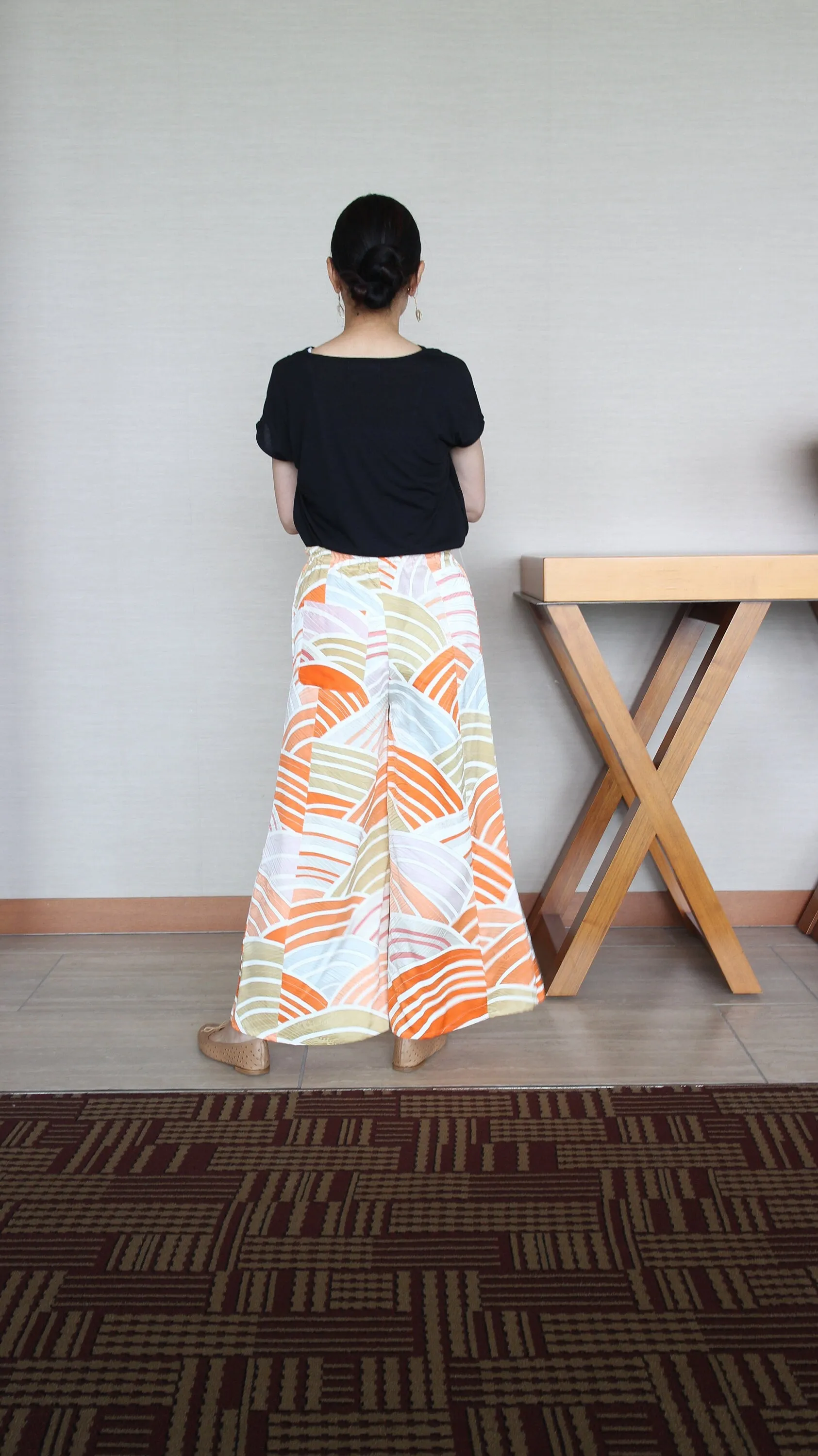 Palazzo Pants Size S - Women’s Wide Leg Pants, Silk Pants, Orange Pants,  Japanese Kimono, High waited pants, one of a kind