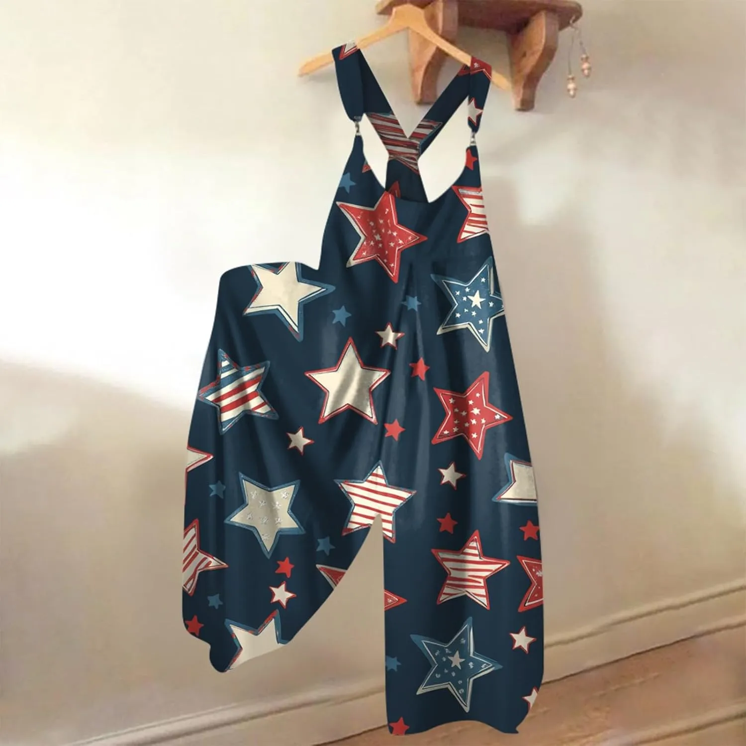Patriotic Rompers for Women, 4th of July Fashion Casual Loose Womens Jumpsuit