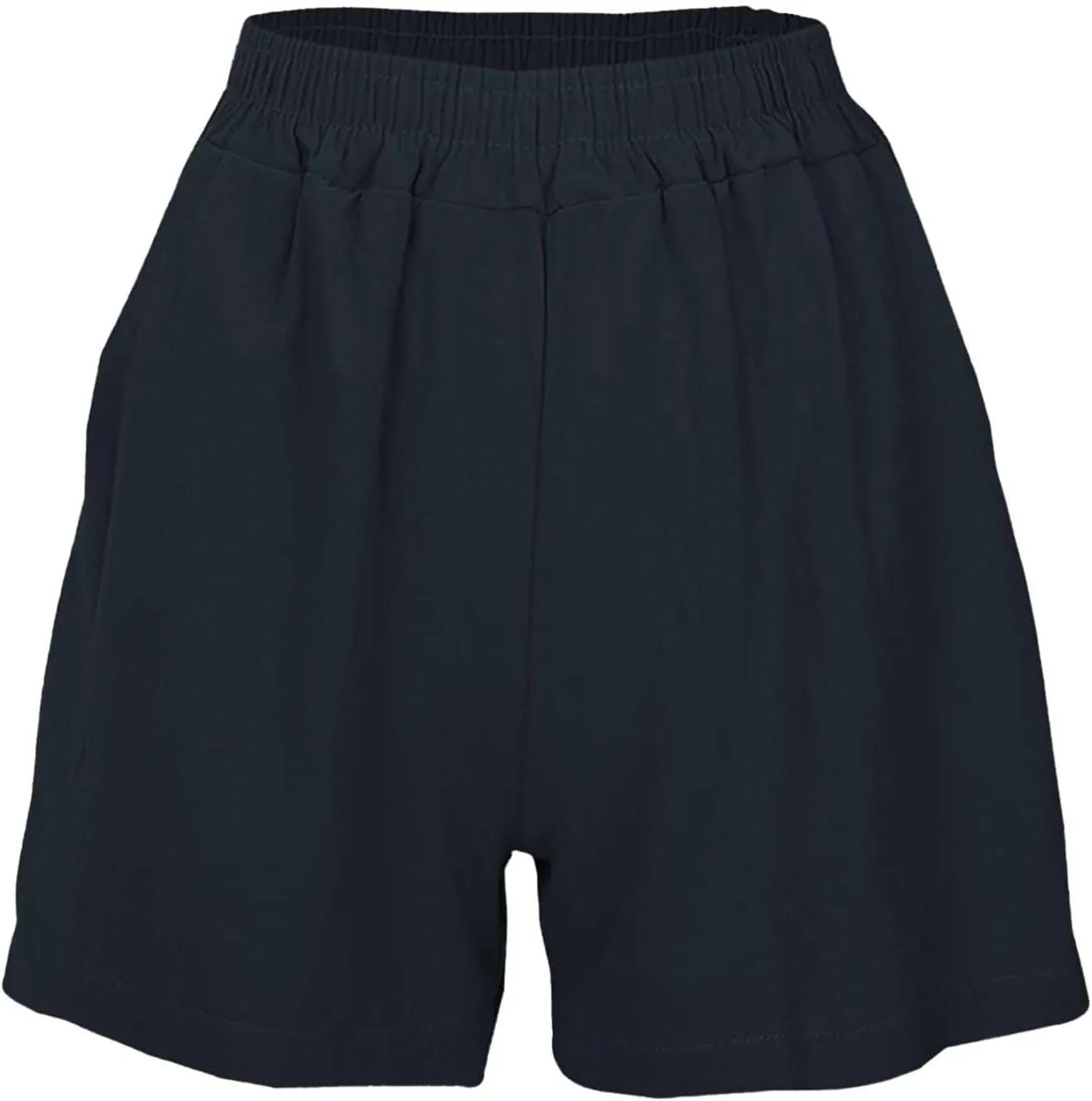 Summer Shorts for Women Solid Elastic High Waist Wide Legs Shorts Loose Roll Up Hem Beach Hippie Cropped Pant Pockets