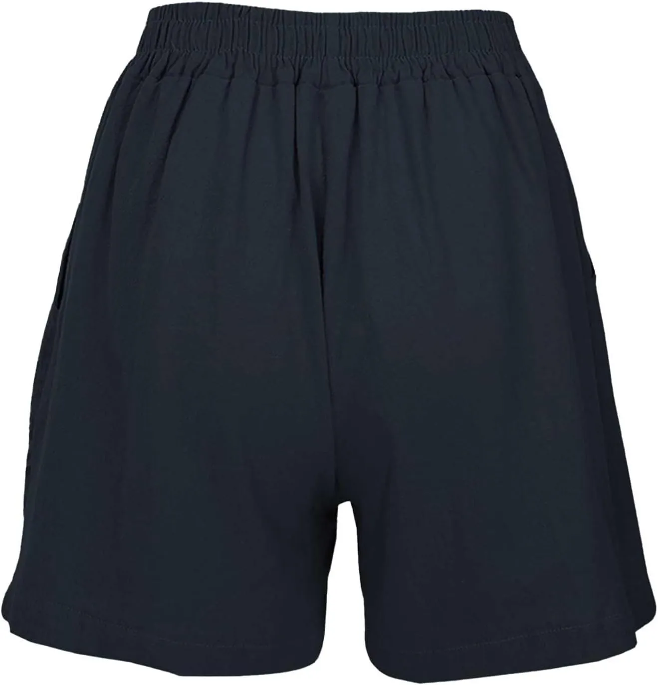Summer Shorts for Women Solid Elastic High Waist Wide Legs Shorts Loose Roll Up Hem Beach Hippie Cropped Pant Pockets