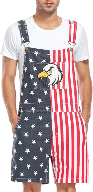 Unisex Printed Overalls Shorts Romper Festival Jumpsuits Work Bibs Coveralls Gifts for Men and Women
