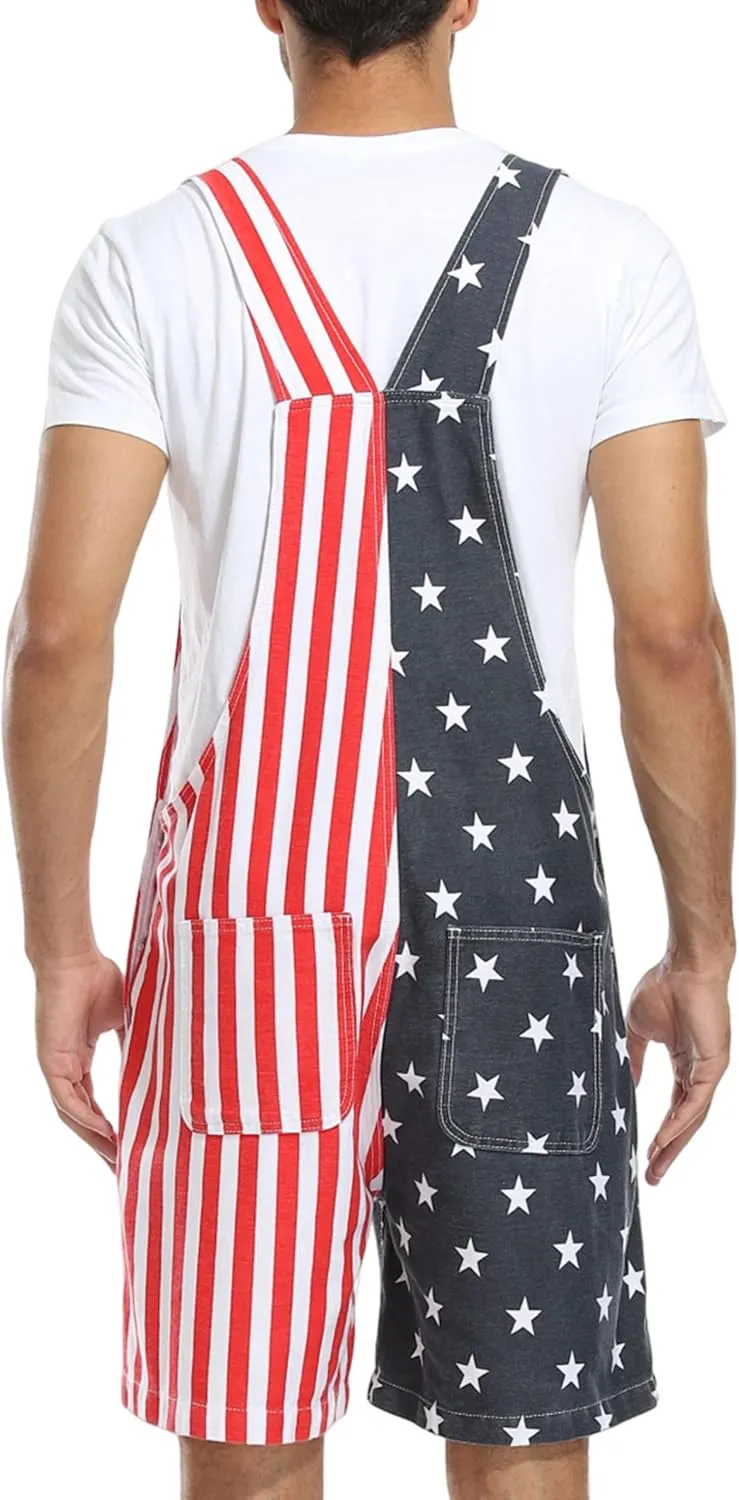 Unisex Printed Overalls Shorts Romper Festival Jumpsuits Work Bibs Coveralls Gifts for Men and Women