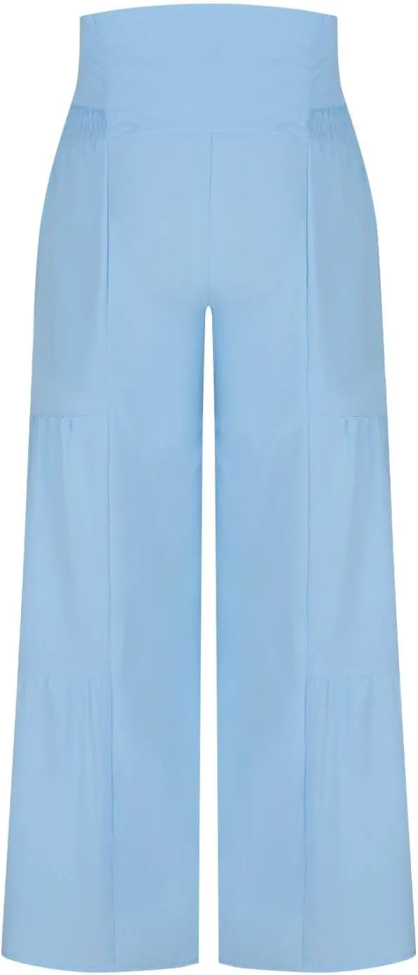 Wide Leg Palazzo Pants Women High Waist Pant with Pockets Adjustable Knot Loose Trousers Business Casual Work