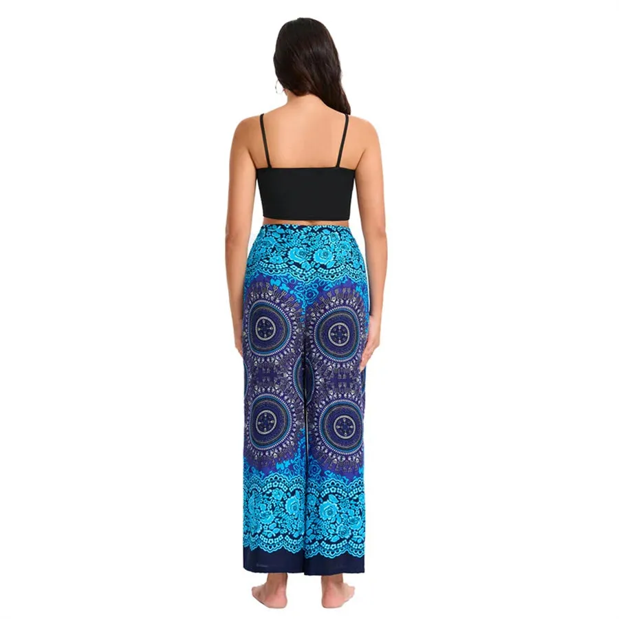 Women's Boho Palazzo Pants – Wide Leg Yoga Wrap Trousers, Soft & Flowy