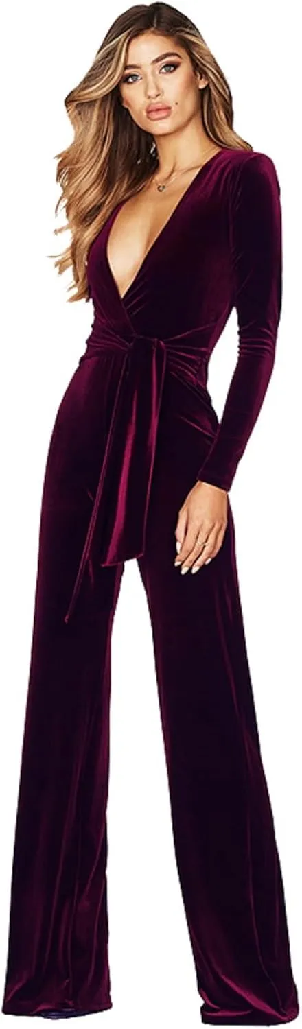 Women's Christmas Velvet Jumpsuit Overalls Pants