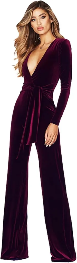 Women's Christmas Velvet Jumpsuit Overalls Pants