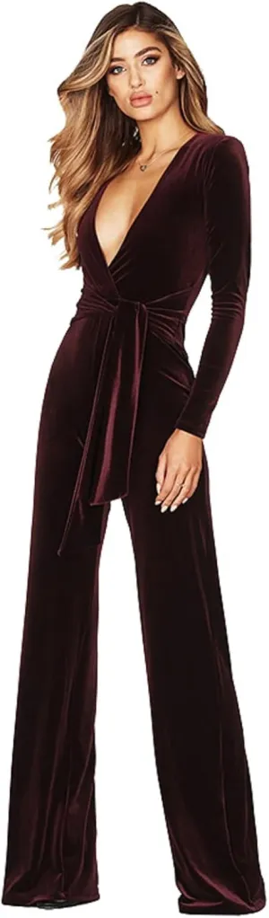 Women's Christmas Velvet Jumpsuit Overalls Pants