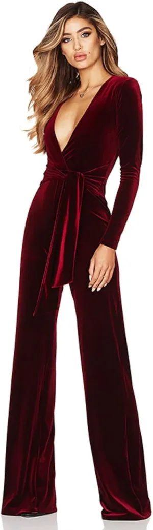 Women's Christmas Velvet Jumpsuit Overalls Pants