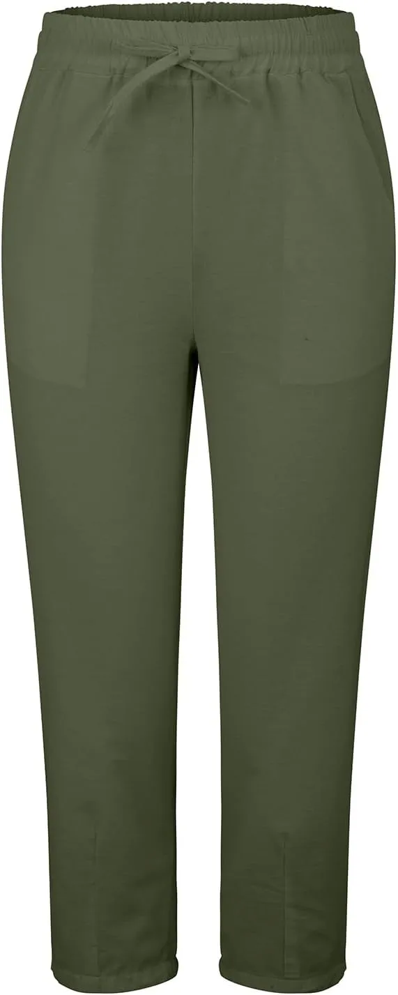 Women's Cotton Linen Pants Straight Leg Elastic Drawstring Trousers Casual 2025 Summer Beach Lounge Pant