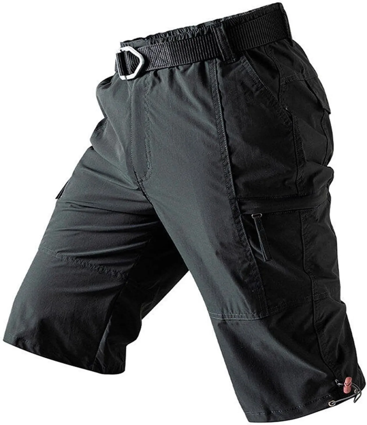 Xiaojmake Mens Zipper Cargo Short with Multi Pockets Outdoor Cotton Twill Cargo Shorts Casual Loose Fit Dungarees Short Khaki