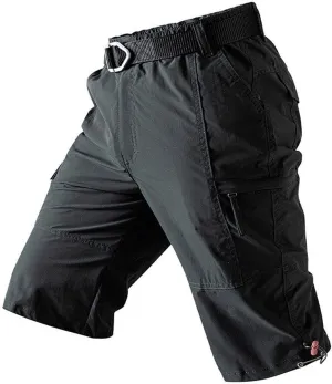 Xiaojmake Mens Zipper Cargo Short with Multi Pockets Outdoor Cotton Twill Cargo Shorts Casual Loose Fit Dungarees Short Khaki