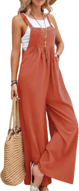 Zontroldy Bib Overalls Women Cotton Loose Summer Wide Leg Pants Jumpsuit Rompers for Women